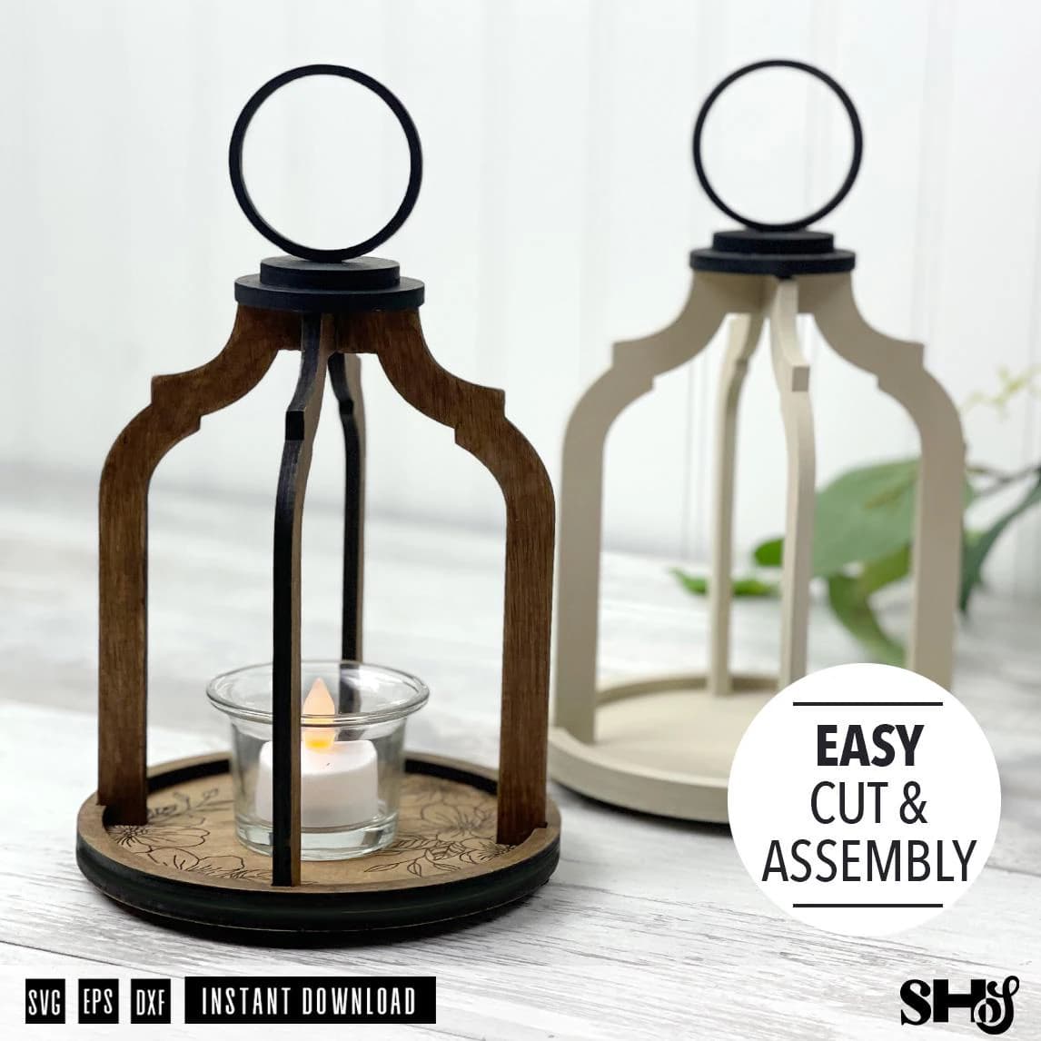 Farmhouse Candle Holder Lantern Cloche Laser Cut SVG File | Cloche svg | Candle Holder svg | Farmhouse Decor | Farmhouse Decor SVG, eps, dxf
