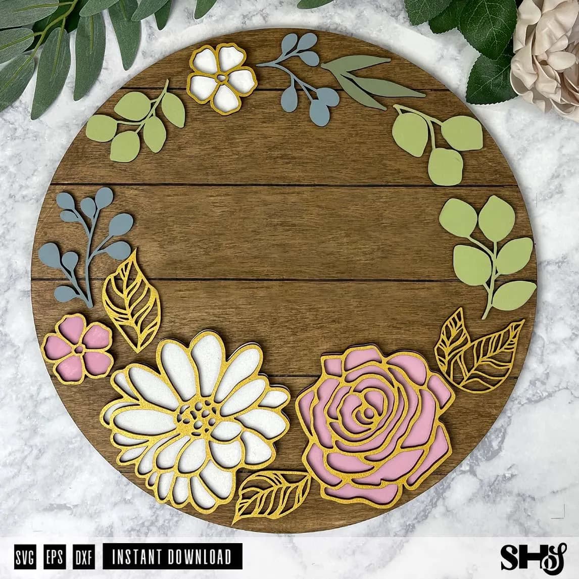 Laser Cut flowers SVG | Laser Cut Flowers for signs | Floral Laser SVG file | Wooden Flower 3D | Baby Name for Nursery Sign | svg, eps, dxf