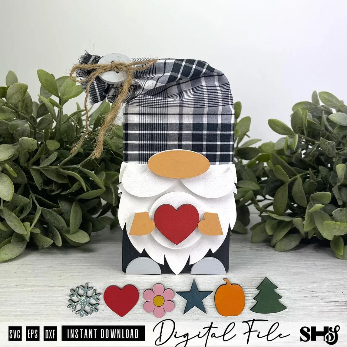 Interchangeable Block Gnome Shelf Sitter SVG Bundle | Layered Laser Cut File