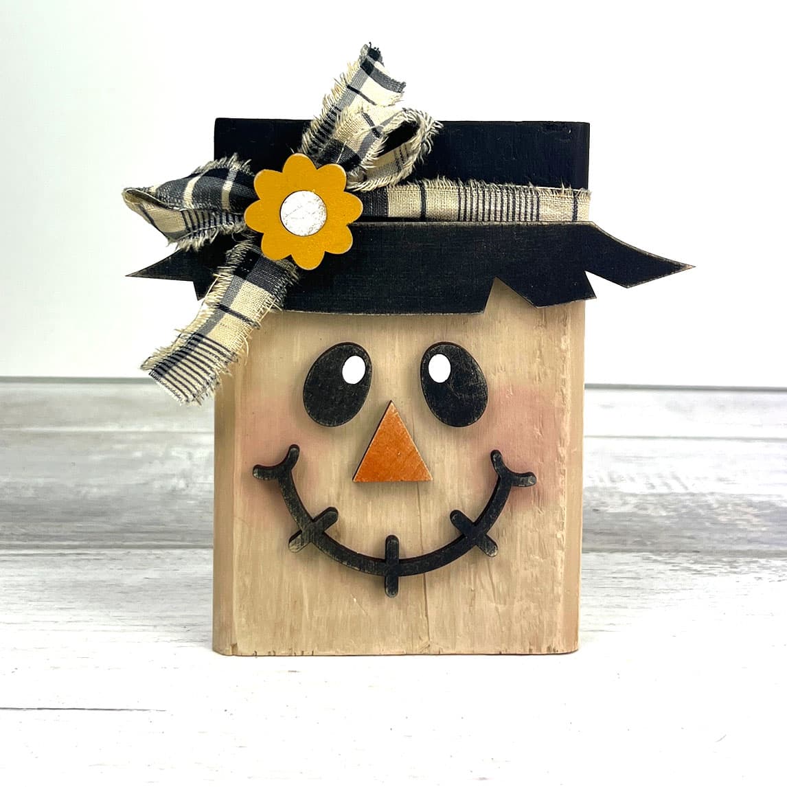 How to Make an Easy Wood Block Scarecrow